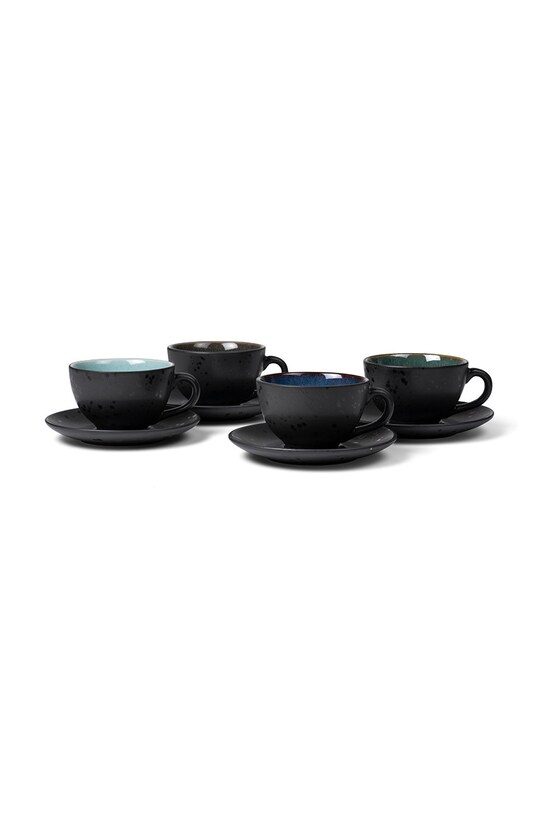 Bitz set de cești și farfurioare (4-pack) negru 821345