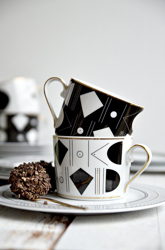 Ćmielów zestaw filiżanek ze spodkami Jenny Art Deco 401205012GX48