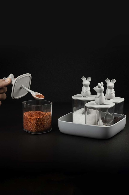 Sada skladovacích nádob s vekom Qualy Lucky Mouse 4-pak viacfarebná QL10366.CL.GY