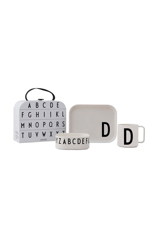 Дитячий набір для сніданку Design Letters Classics in a suitcase D 4-pack білий 20201500D