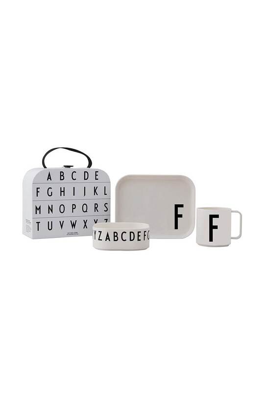 Дитячий набір для сніданку Design Letters Classics in a suitcase F 4-pack білий 20201500F