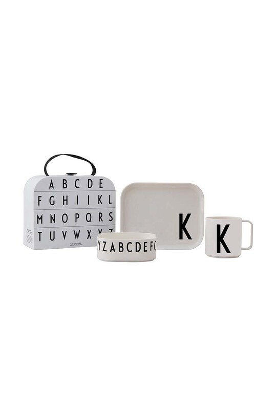 Дитячий набір для сніданку Design Letters Classics in a suitcase K 4-pack білий 20201500K