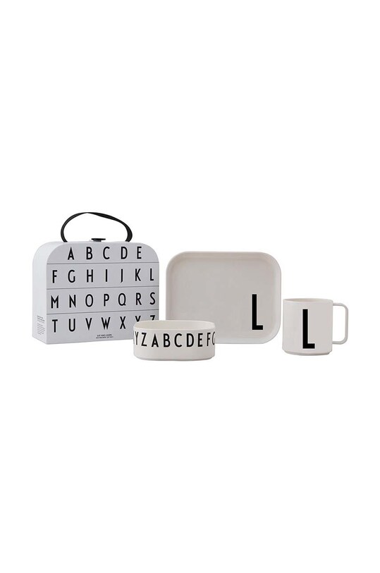 Дитячий набір для сніданку Design Letters Classics in a suitcase L 4-pack білий 20201500L