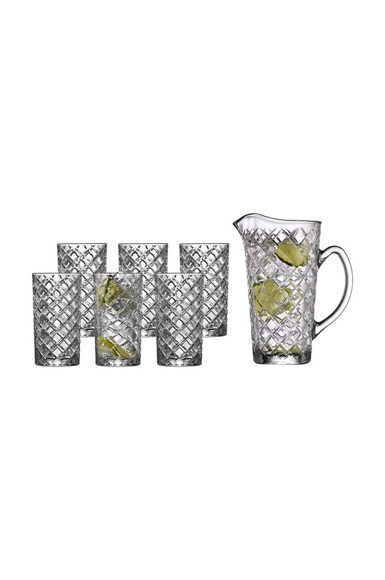 Lyngby zestaw dzbanek i szklanki do wody Diamond 7-pack transparentny 25885.