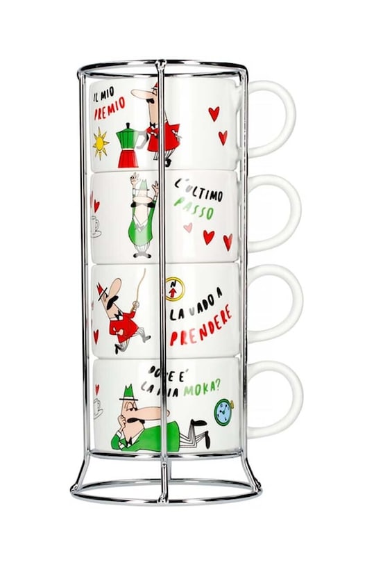 Bialetti zestaw kubków ze stojakiem multicolor 700000651