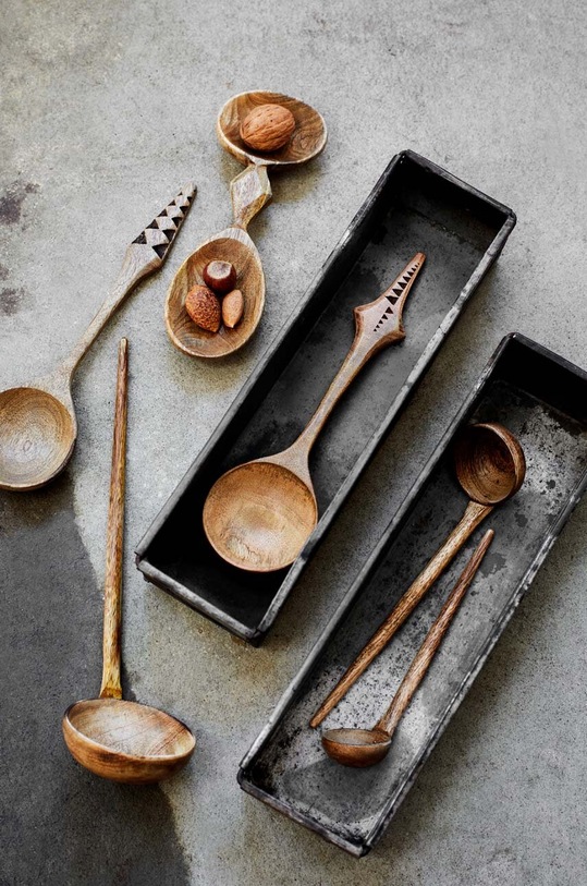 Madam Stoltz łyżki sałatkowe 2-pack MSD.23.4546 beżowy AA00