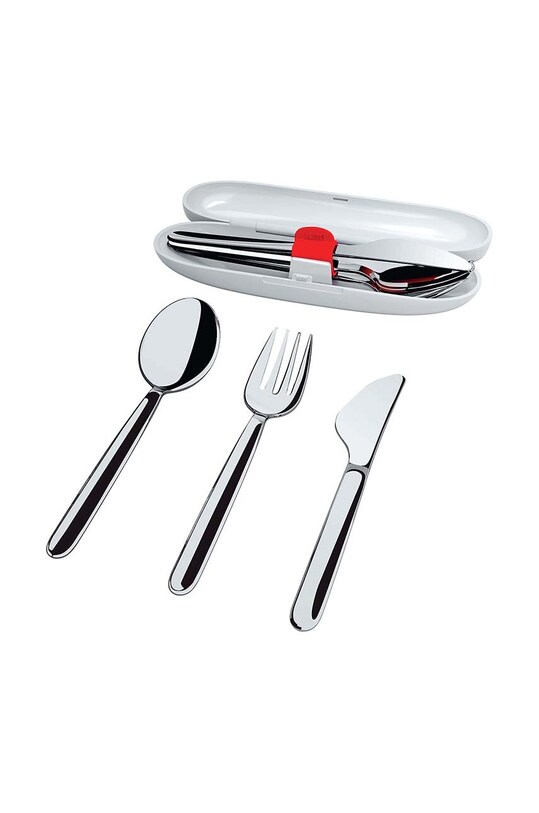 Set pribora za jelo u etuiju Alessi Food a porter 3-pack siva SA04S3.G