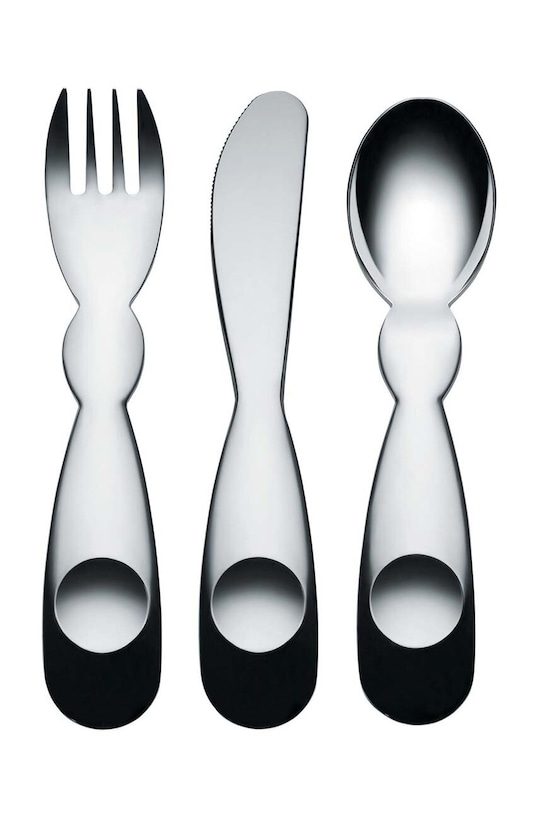 Alessi set de tacâmuri pentru copii Alessini 3-pack gri AM41S3