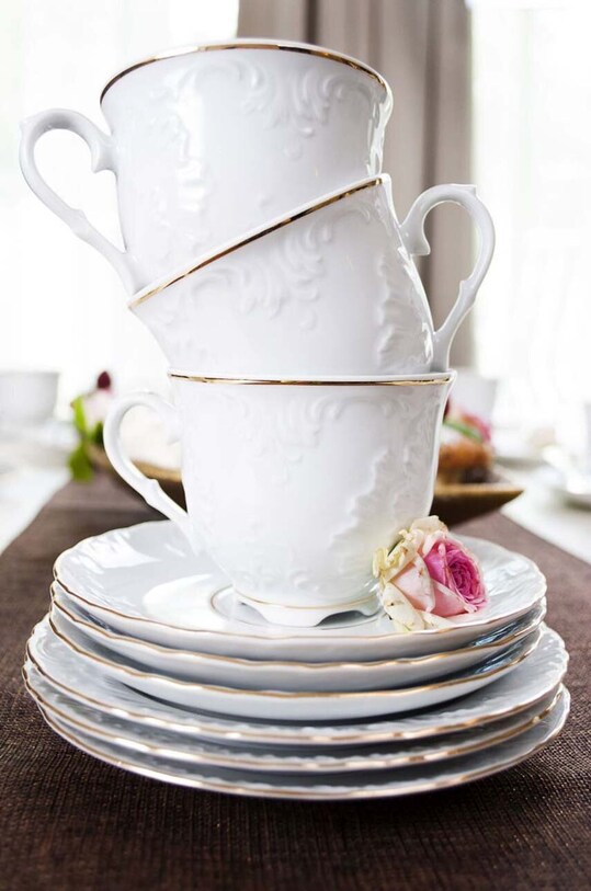 Ćmielów set da caffè per 6 persone Rococo 18-pack bianco 4018034B23604