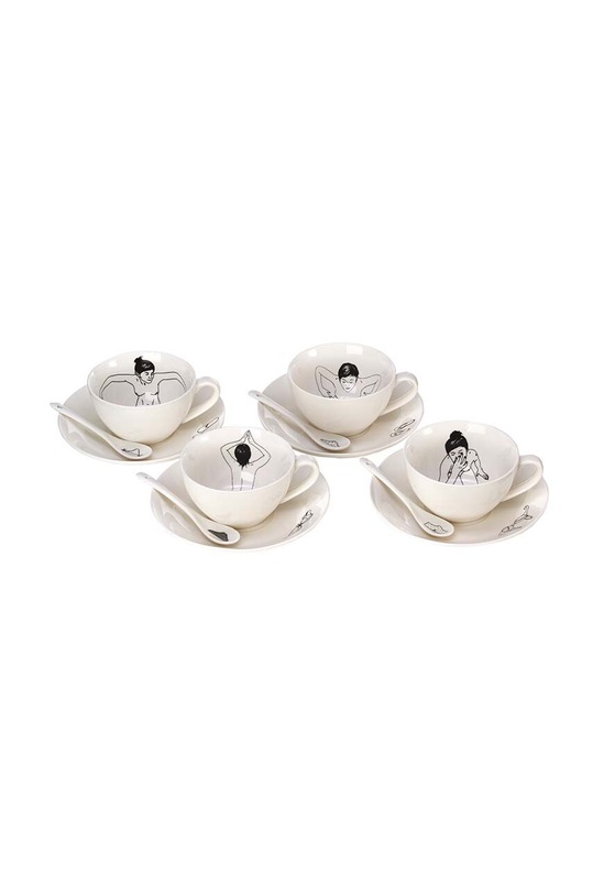 Набір чашок з блюдцями Pols Potten Undressed Teacups 4-pack білий 230.400.178