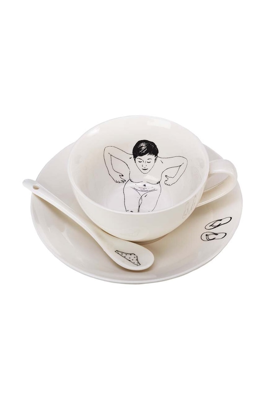 Комплект чаши и чинии Pols Potten Undressed Teacups (4 броя) бял 230.400.178