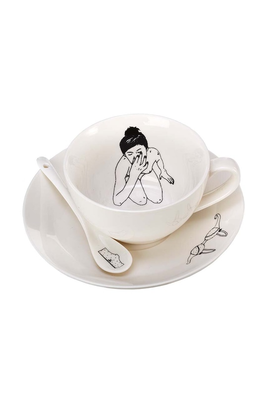 Комплект чаши и чинии Pols Potten Undressed Teacups (4 броя) 230.400.178 бял