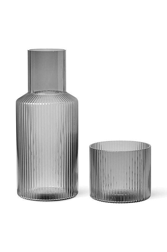 Ferm Living karafka ze szklanką Ripple Small Carafe Set szary 100124112