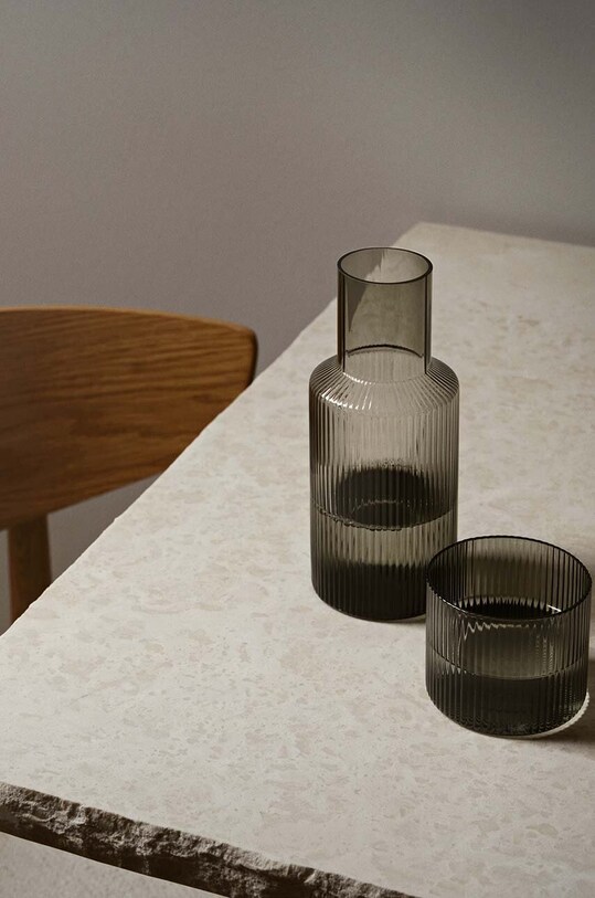Kuchnia i bar Ferm Living karafka ze szklanką Ripple Small Carafe Set 100124112 szary
