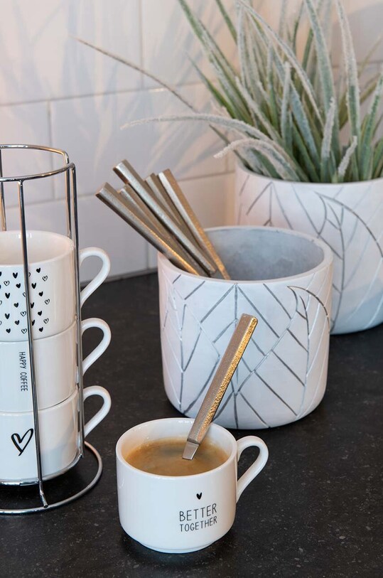 Кухня та бар Набір чашок з підставкою J-Line Mugs Love 4-pack 28385 білий