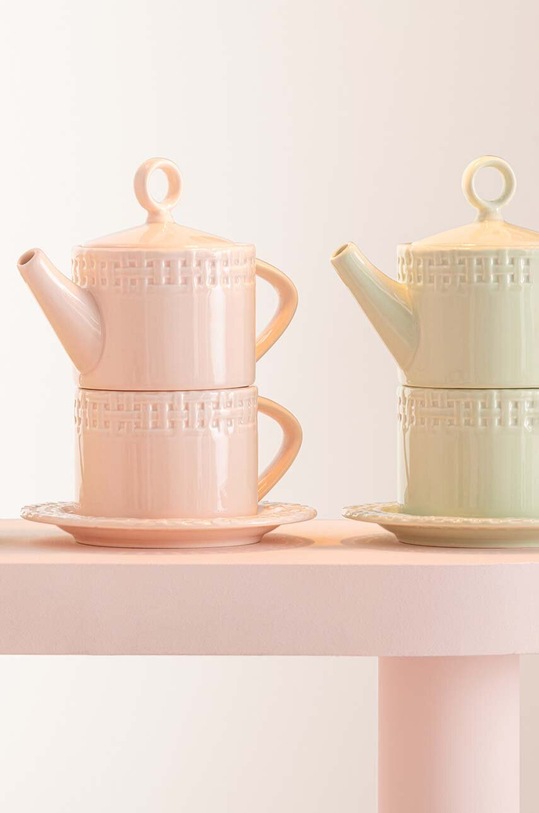 J-Line set de ceai Tea Pot And Tea Cup roz 34695