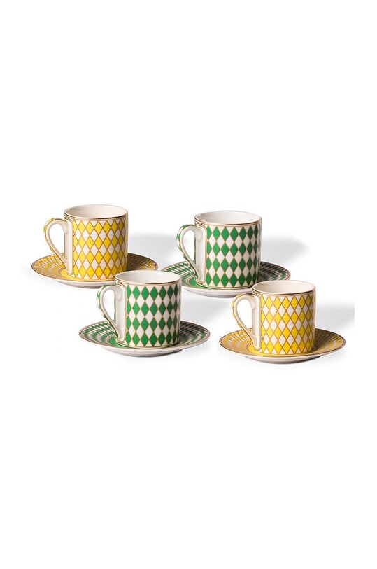 Набір чашок з блюдцями Pols Potten Espresso set Chess барвистий 230.400.533