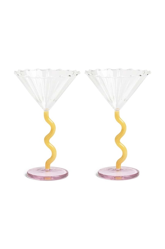 &k amsterdam set de pahare de vin Coupe Curve Caramel 2-pack multicolor 352.04