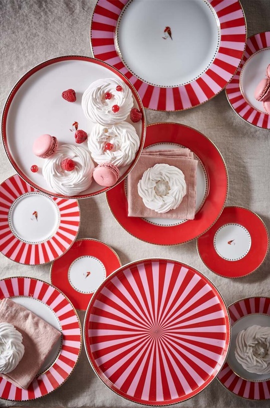 Bucătărie și bar Pip Studio un set de farfurii Love Birds Stripes Red 6-pack 51001238 multicolor