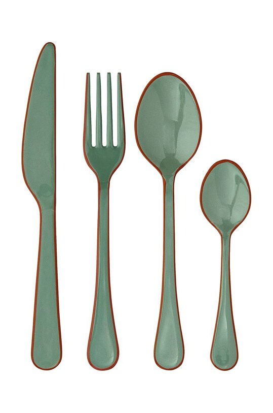 Súprava príborov Madam Stoltz Enamel Cutlery 4-pak zelená 29089.B