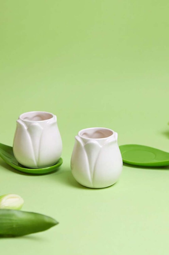 Набір чашок з блюдцями Balvi Tulip 100 ml 2-pack білий 27860