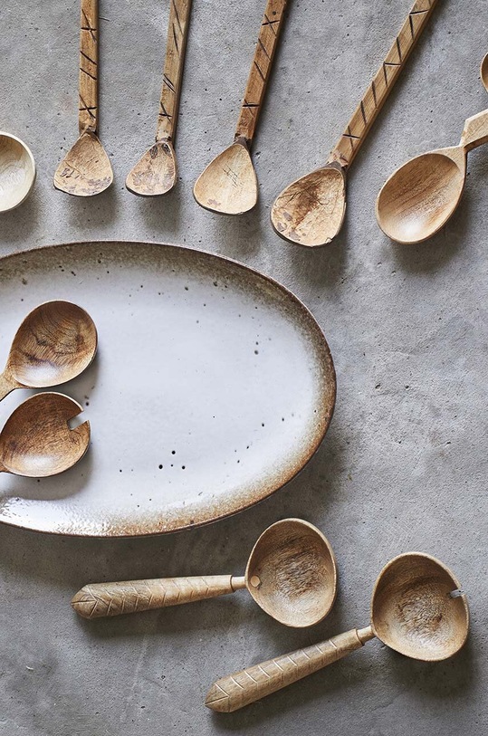 Madam Stoltz łyżki sałatkowe 2-pack MSD23S.02 brązowy AA00