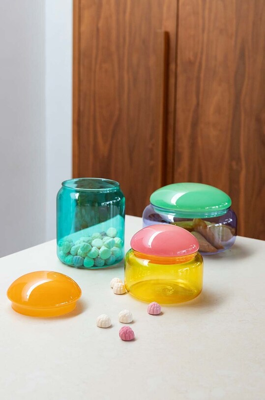 &k amsterdam contenitore con copperchio puffy turquoise multicolore 1471.05