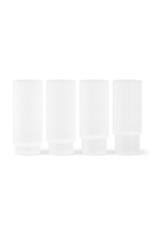 Sada pohárov na nápoje ferm LIVING Ripple Long Drink Glasses 300 ml 4-pak biela 1104269323