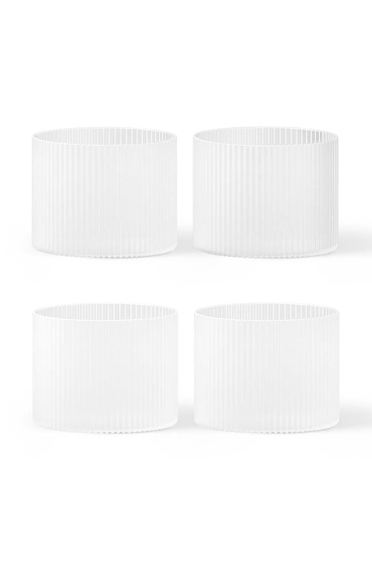 Ferm Living zestaw szklanek Ripple Low Glasses 200 ml 4-pack biały 1104269324