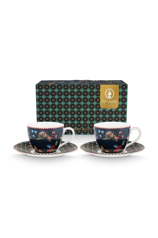 Pip Studio set de cești și farfurioare Berry Blues 120 ml 2-pack multicolor 51.004.196