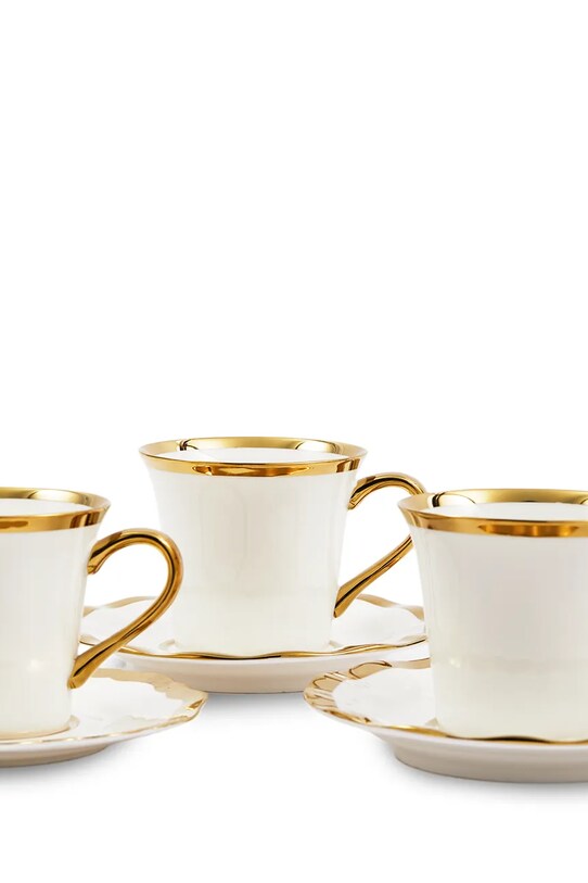 Pols Potten set de cești cu farfurioare pentru 4 persoane Golden Finds 220 ml 230.400.631 alb AA00