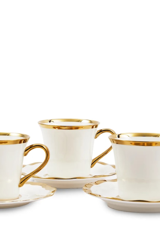 Pols Potten set de cești cu farfurioare pentru 4 persoane Golden Finds 220 ml 230.400.631 alb AA00