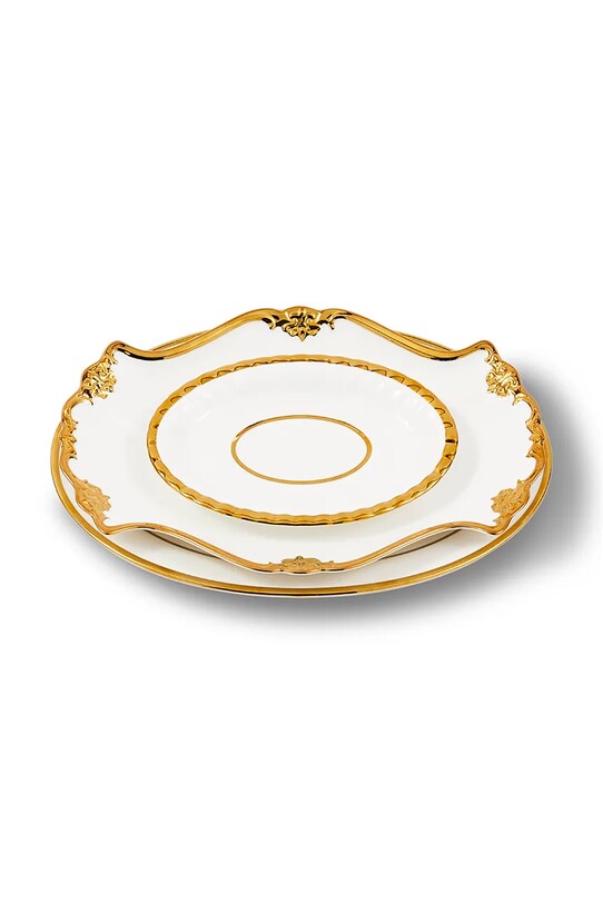Pols Potten zestaw talerzy Golden Finds 3-pack 230.400.634 biały AA00