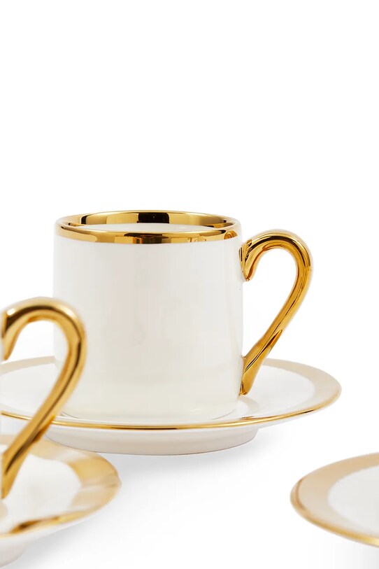 Pols Potten set de cești cu farfurioare pentru 4 persoane Golden Finds 110 ml 230.400.636 alb AA00