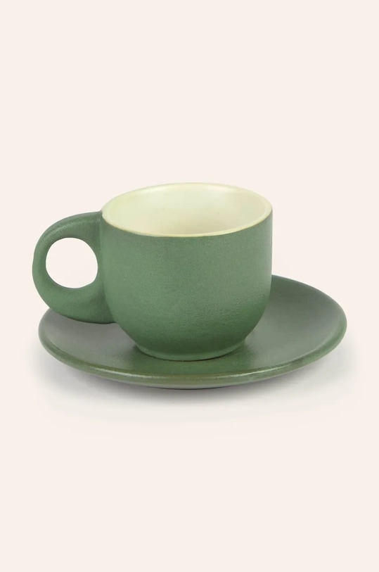 Calma House zestaw filiżanek ze spodkami Matcha 2-pack 11 x 6,5 cm zielony MATCHA.CUP.VER