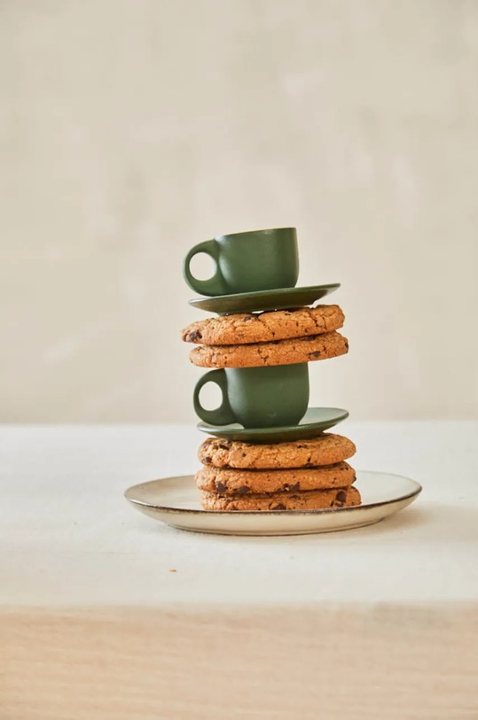 Kuchyňa a bar Sada šálok a podšálok Calma House Matcha 2-pak 11 x 6,5 cm MATCHA.CUP.VER zelená