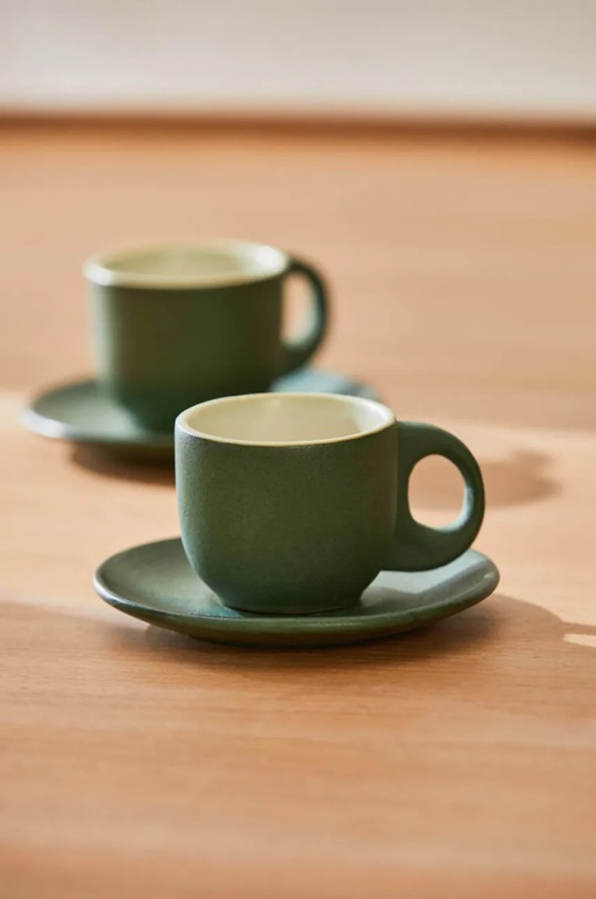 Sada šálok a podšálok Calma House Matcha 2-pak 11 x 6,5 cm zelená MATCHA.CUP.VER