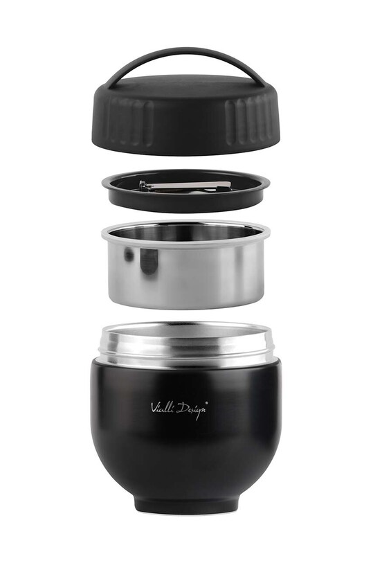 Vialli Design termos z pojemnikiem i łyżką Fuori 680 ml 30299. czarny AA00