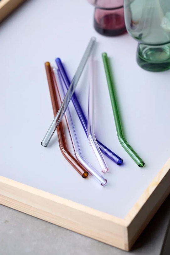 Lyngby zestaw szklanych słomek ze szczoteczką Glas 4-pack 32761. multicolor AA00