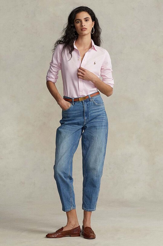 Хлопковая рубашка Polo Ralph Lauren розовый 211664427002