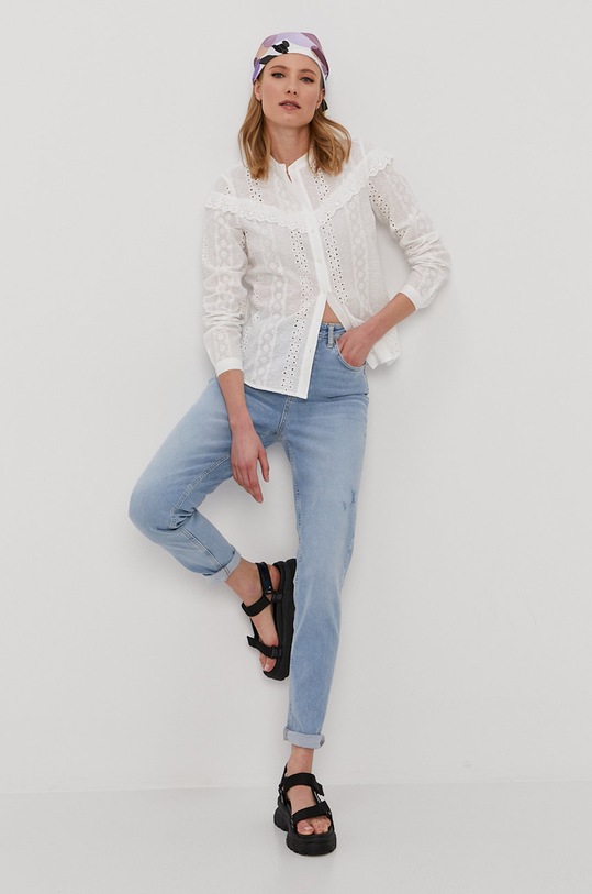 Bavlnená košeľa Vero Moda jednofarebný biela 10247655