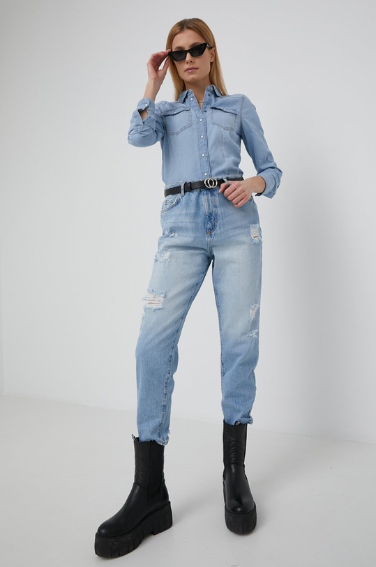 Bavlnená košeľa Only jemný vzor modrá 15236387.LightBlueD