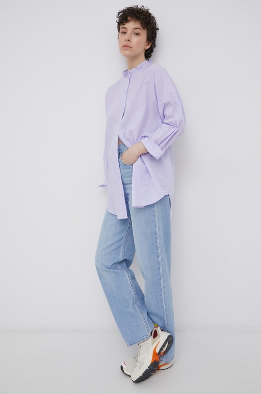 Bavlnená košeľa JDY pásiky fialová 15213326.Lavender