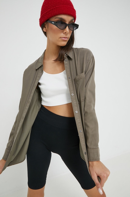 Vila koszula regular zielony 14074593.Crocodile