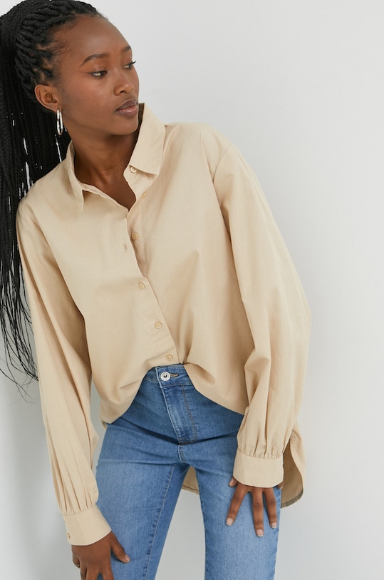 Only koszula bawełniana bawełna beżowy 15227677.Nomad