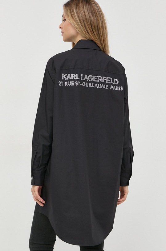 Βαμβακερό πουκάμισο Karl Lagerfeld casual μαύρο 225W1601