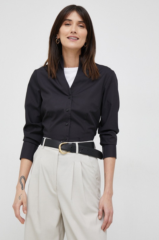 Seidensticker koszula bawełniana bawełna czarny 60.118201