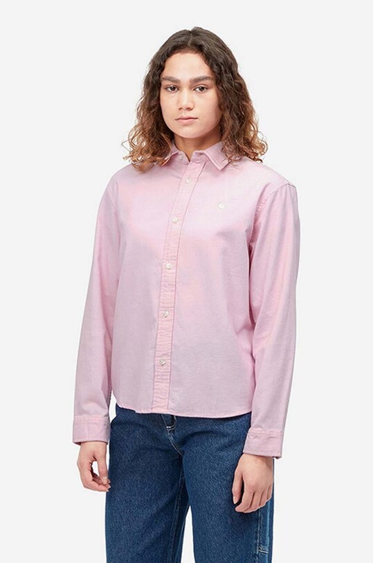 Бавовняна сорочка Carhartt WIP Madison Fine Cord гладкий рожевий I030055.