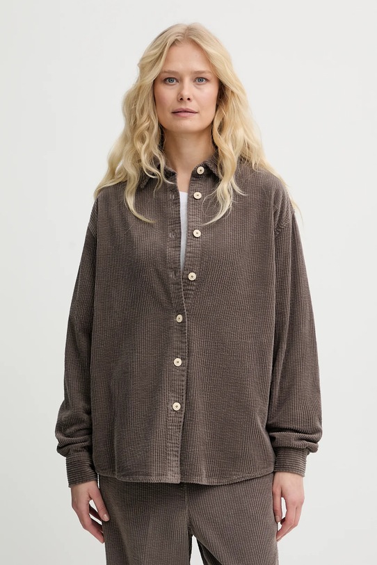 American Vintage koszula bawełniana brązowy PADO06A