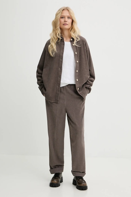 American Vintage koszula bawełniana PADO06A brązowy AA00